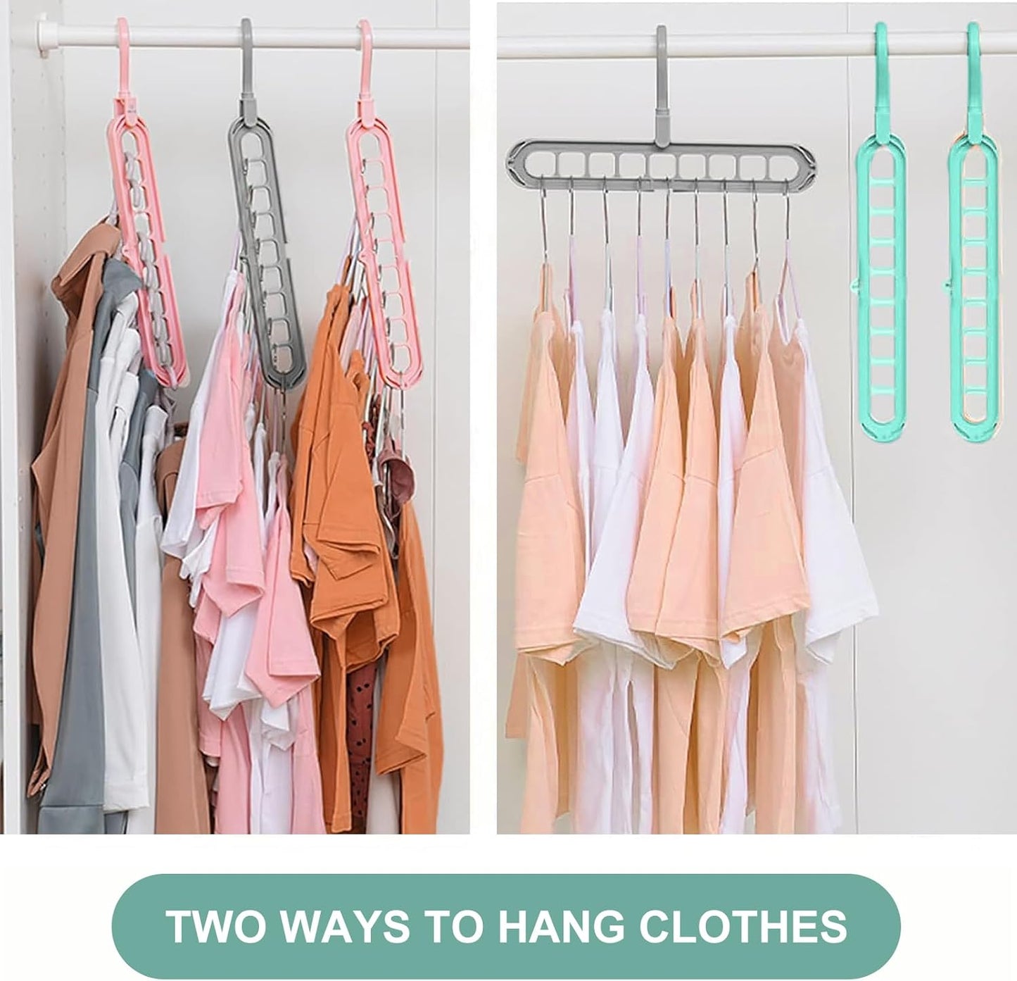 12 pcs Cintre Magique,Qualité Supérieure Cintre Pliable,Multi-Fonctions Cintres Gain de Place,pour Le Stockage et Le Séchage Vêtements