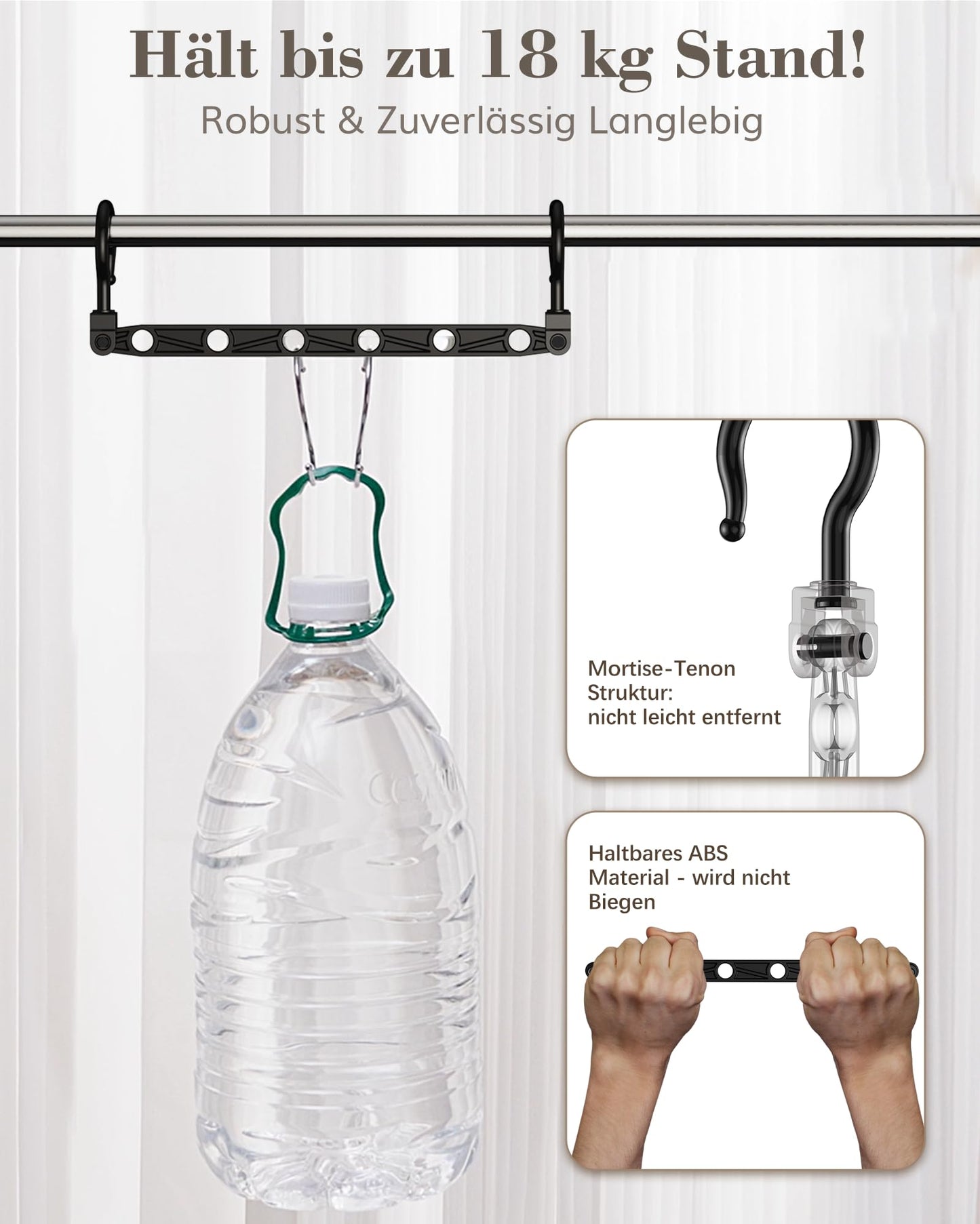 Lot de 8 Cintres Gain de Place - Cintres Pliables avec 6 Troues et Crochets Rotatifs 360° - Porte-vêtements Robustes pour Habits Lourds, +80% d‘Espace de Rangement pour Placard