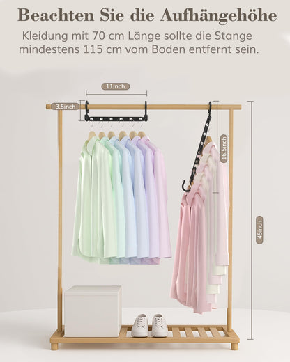 Lot de 8 Cintres Gain de Place - Cintres Pliables avec 6 Troues et Crochets Rotatifs 360° - Porte-vêtements Robustes pour Habits Lourds, +80% d‘Espace de Rangement pour Placard