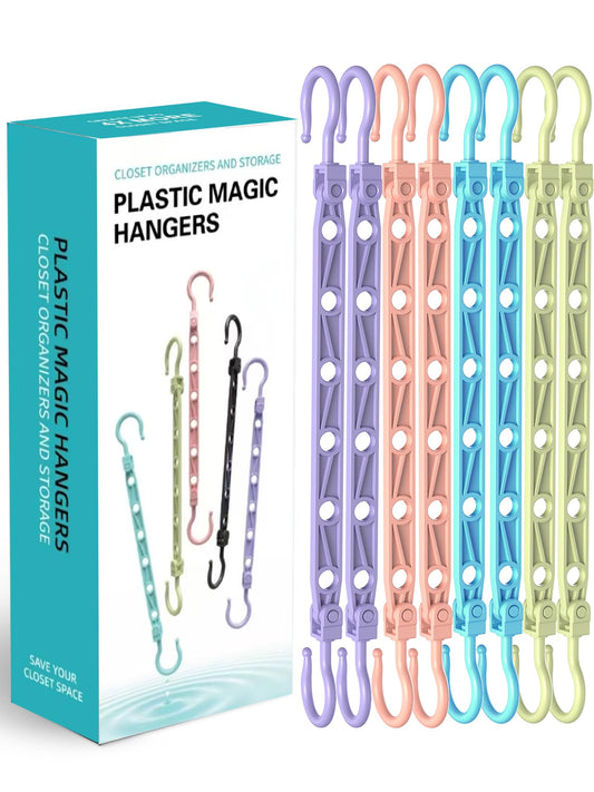 Lot de 8 Cintres Gain de Place - Cintres Pliables avec 6 Troues et Crochets Rotatifs 360° - Porte-vêtements Robustes pour Habits Lourds, +80% d‘Espace de Rangement pour Placard