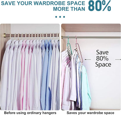 12 pcs Cintre Magique,Qualité Supérieure Cintre Pliable,Multi-Fonctions Cintres Gain de Place,pour Le Stockage et Le Séchage Vêtements