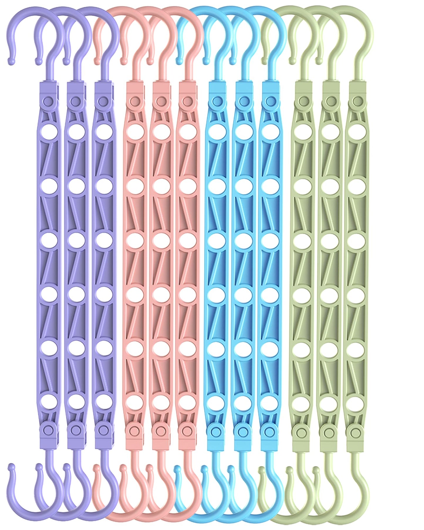Lot de 8 Cintres Gain de Place - Cintres Pliables avec 6 Troues et Crochets Rotatifs 360° - Porte-vêtements Robustes pour Habits Lourds, +80% d‘Espace de Rangement pour Placard