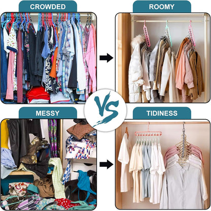 12 pcs Cintre Magique,Qualité Supérieure Cintre Pliable,Multi-Fonctions Cintres Gain de Place,pour Le Stockage et Le Séchage Vêtements